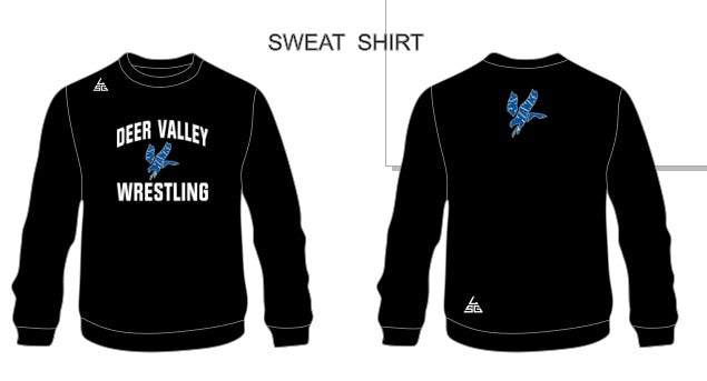Deer Valley Wrestling Crew Neck Sweatshirt (Black)