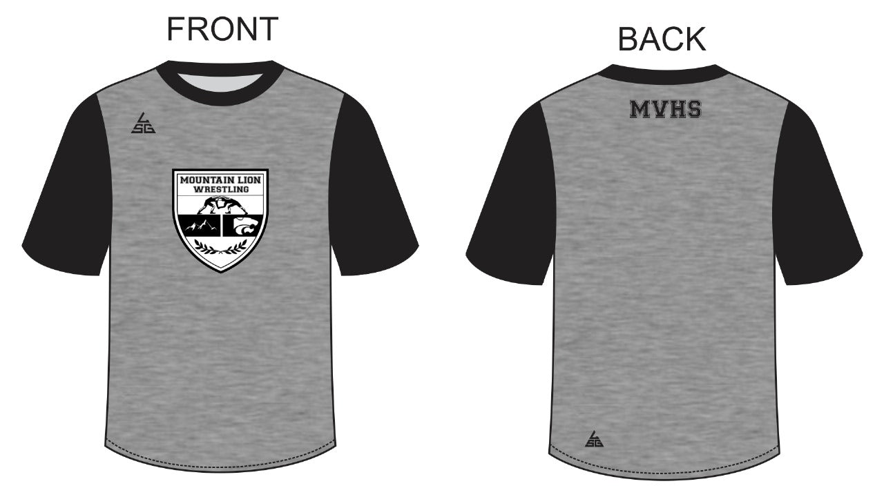 Mtn. Lion Wrestling Shield T-Shirt - Black Sleeves