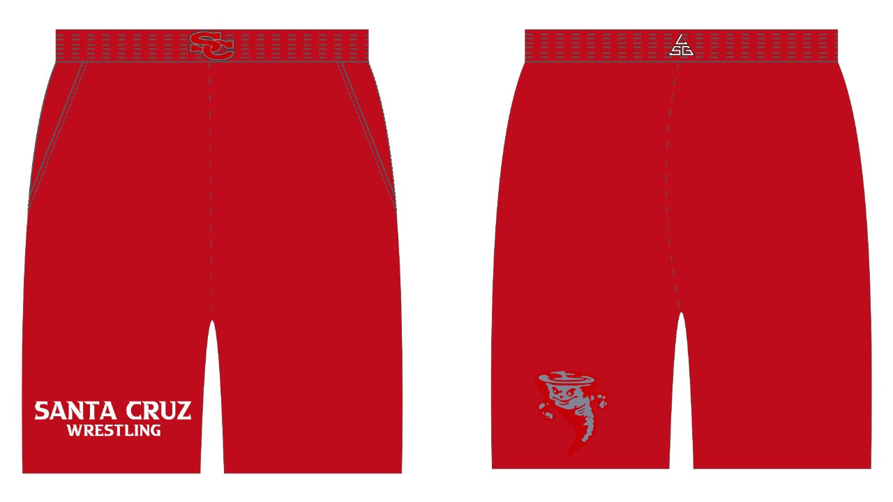 Santa Cruz Wrestling Mesh Shorts with Pockets - Red