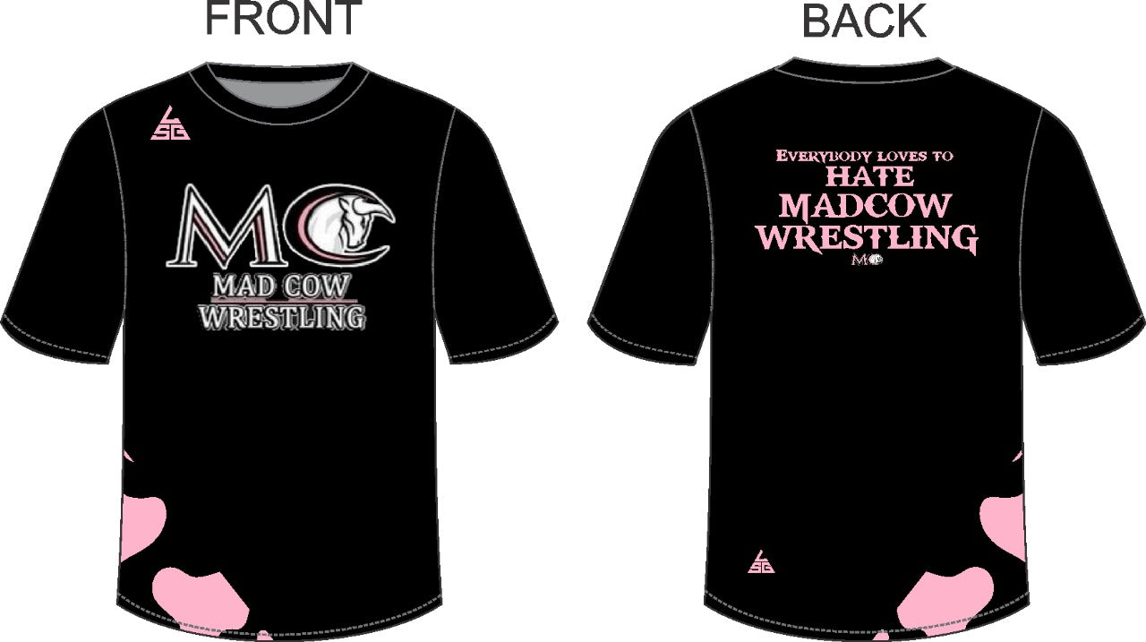 Everybody Loves to Hate Mad Cow Wrestling T-Shirt- Black