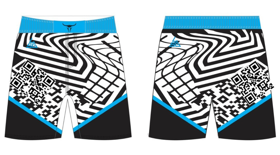 ToroTech Wrestling Club Blue Glitch Fight Shorts