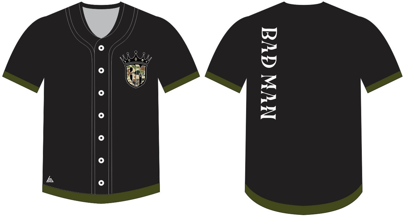 Bad Man Baseball Jersey - Black & Camo