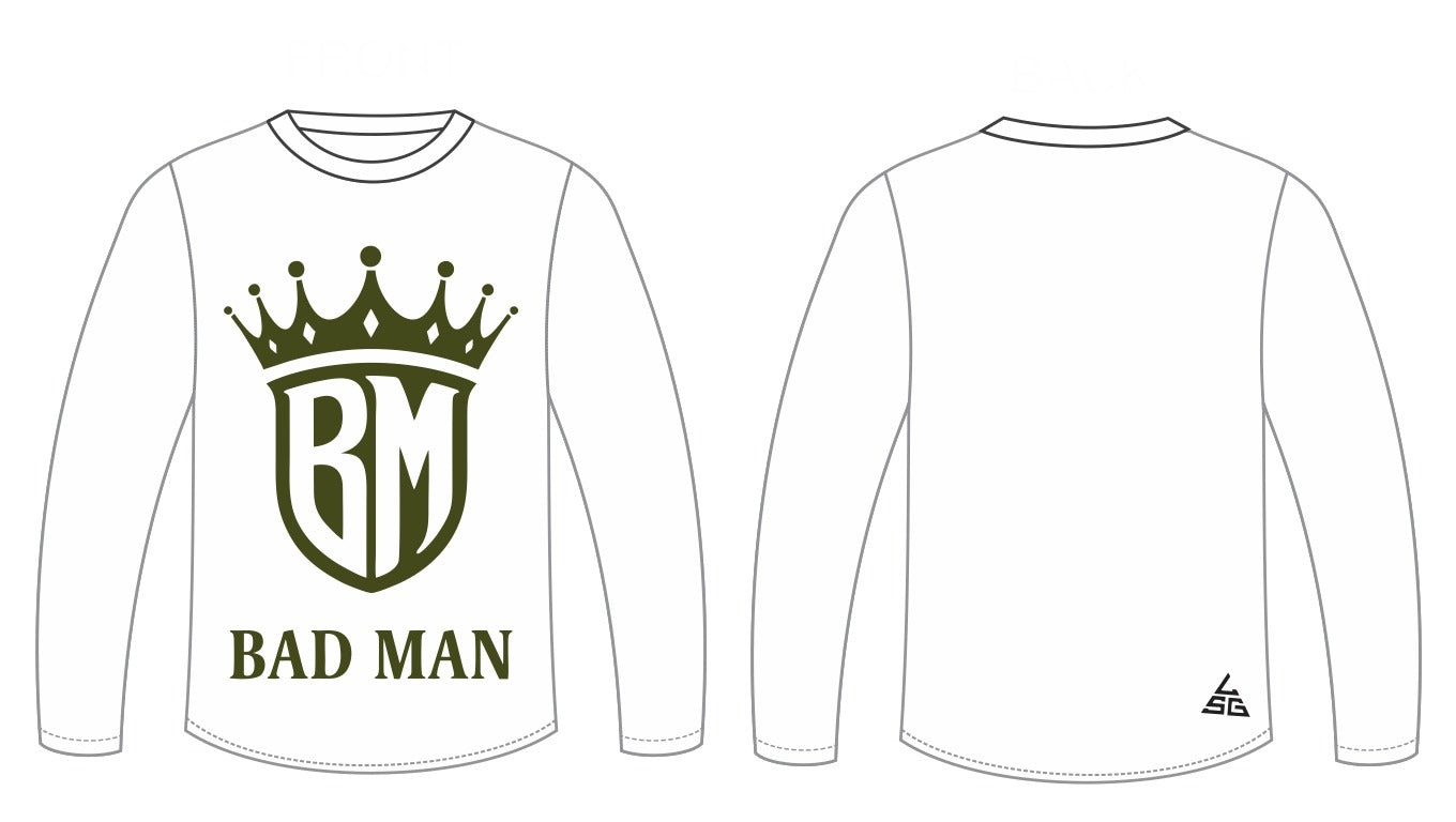 Bad Man DriFit Longsleeve - White & Olive