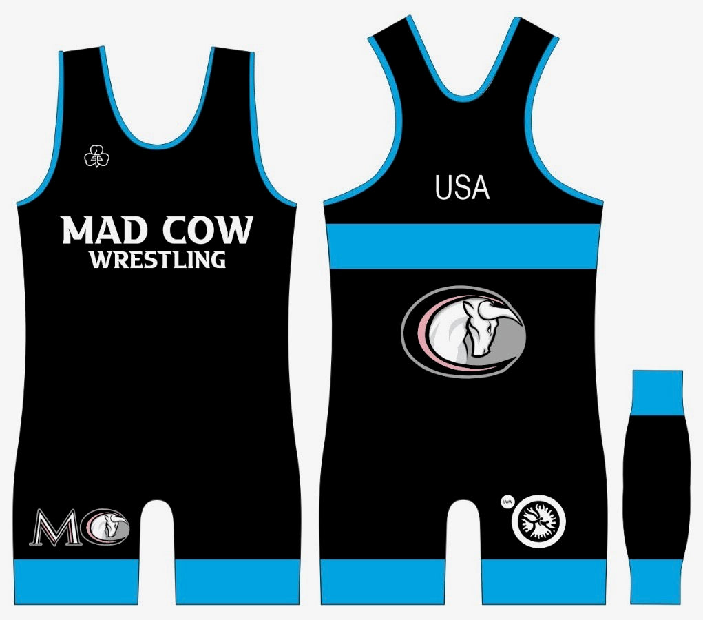 Mad Cow Wrestling International Singlet Set - Alternate Blue