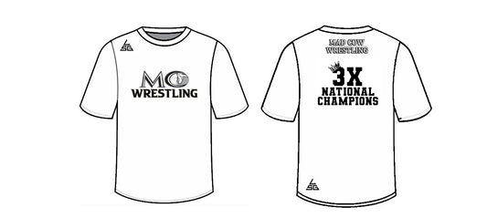 Mad Cow Wrestling 3X National Champions T-Shirt - White