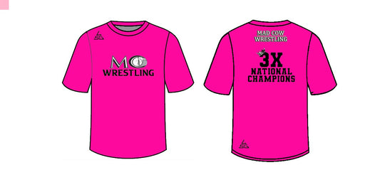 Mad Cow Wrestling 3X National Champions T-Shirt - Neon Pink