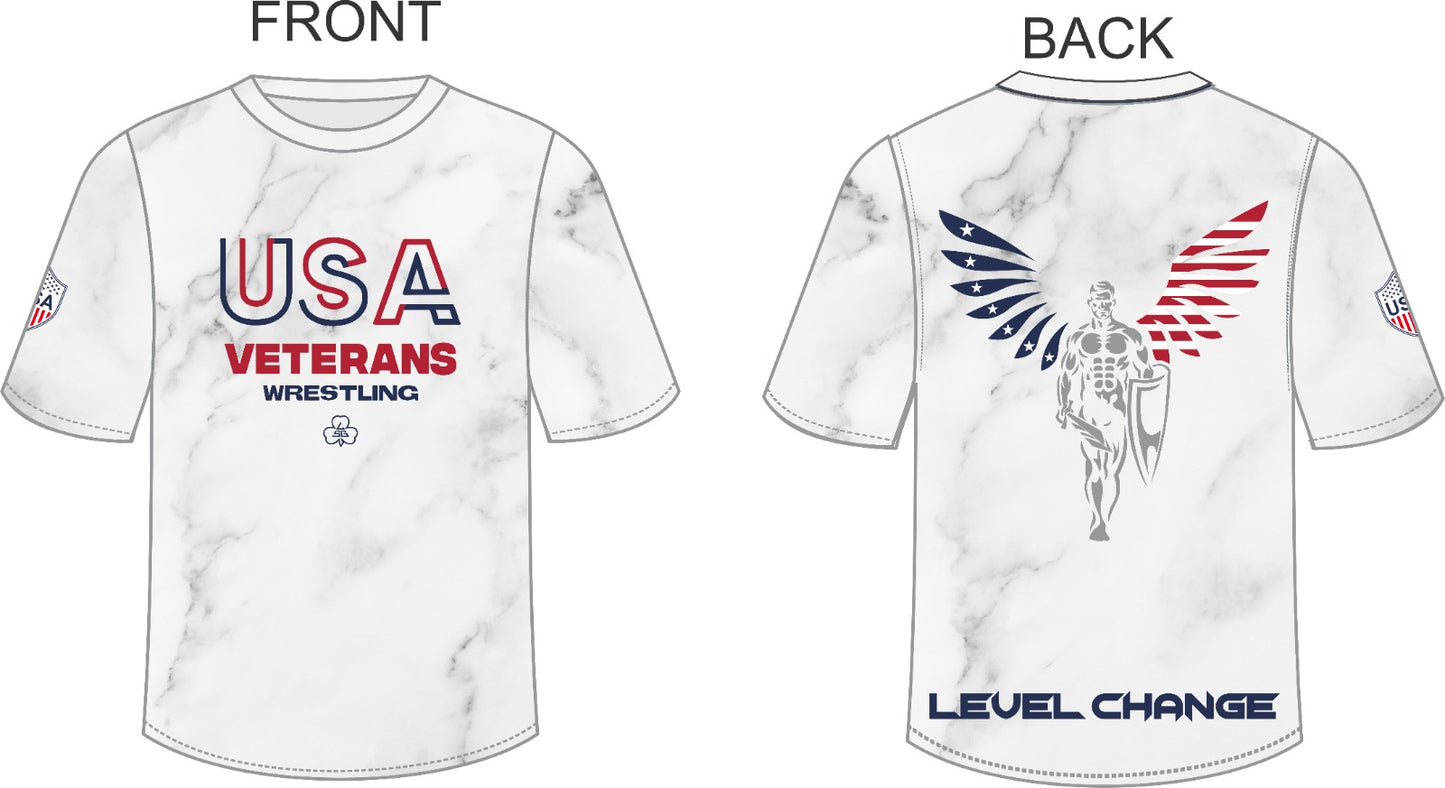 USA Veterans Wrestling Premium L.C. Marble Sublimated Cotton T-Shirt