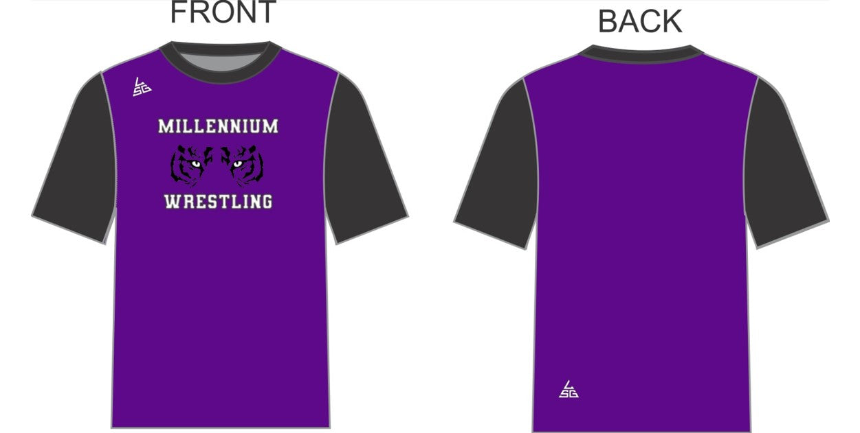 Millennium Wrestling Tiger Eyes DriFit Shirt - Purple