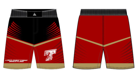 Lady Chieftains Wrestling Fight Shorts - Black, Red, & Gold