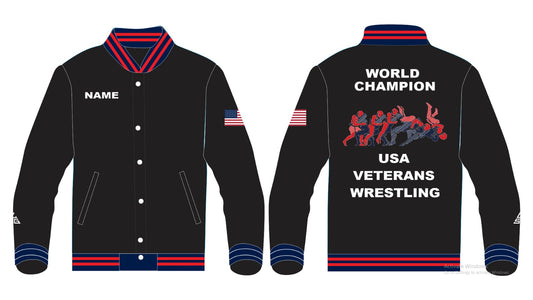 USA Veterans World Champion Embroidered Black Varsity Jacket